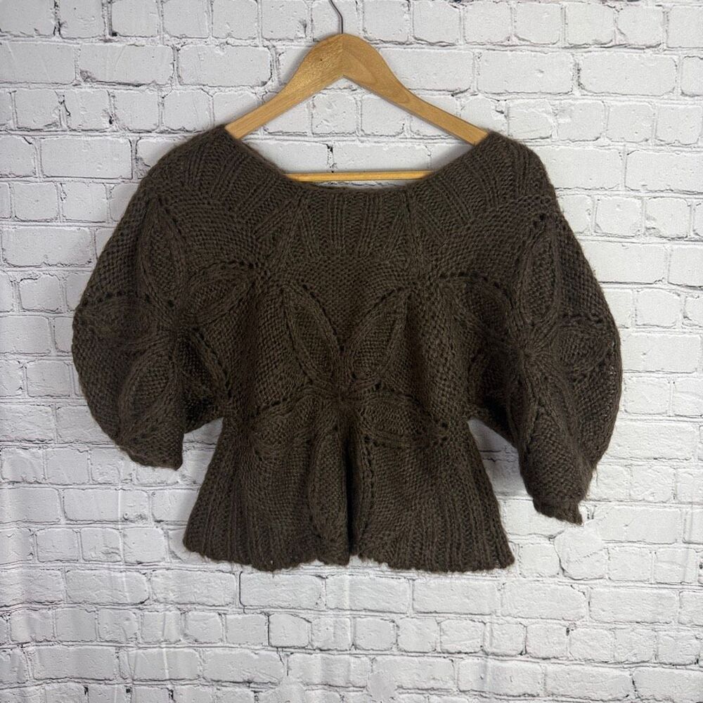Willow + Clay Boho Knit Square Neck Sweater Brown Size Small